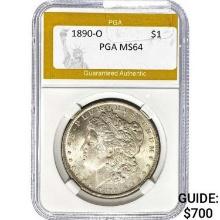 1890-O Morgan Silver Dollar PGA MS64