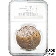 1887 Morgan Silver Dollar NGC MS65