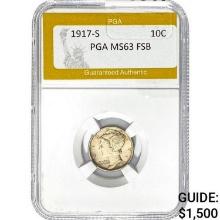 1917-S Mercury Dime PGA MS63 FSB