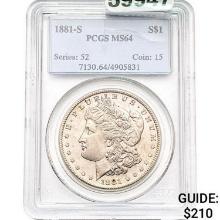 1881-S Morgan Silver Dollar PCGS MS64