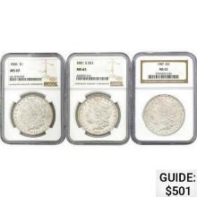 1881-1889 [3] Morgan Silver Dollar NGC MS62-63