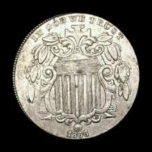 CLOSELY UNCIRCULATED 1866 Shield Nickel