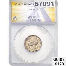 1942-D Jefferson Nickel ANACS MS65