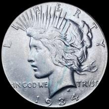 CHOICE AU 1934-S Silver Peace Dollar