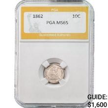 1862 Seated Liberty Half Dime PGA MS65