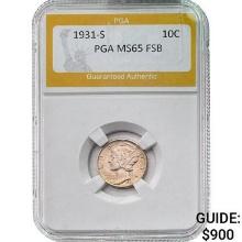 1931-S Mercury Dime PGA MS65 FSB