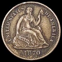 1870 Seated Liberty Half Dime NEARLY UNCIRCULATED