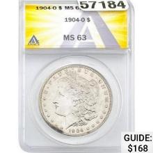 1904-O Morgan Silver Dollar ANACS MS63