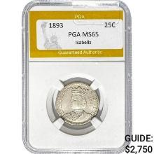 1893 Isabella Quarter PGA MS65