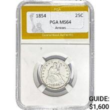 1854 25C Arrows PGA MS64