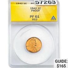 1942 1C Lincoln Cent ANACS PF61 RD