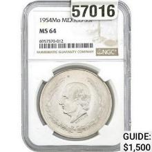 1954-Mo Mexico 5 Pesos NGC MS64