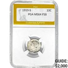 1919-S Mercury Dime PGA MS64 FSB