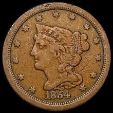 1854 Braided Hair Half Cent LIGHTLY CIRCULATED