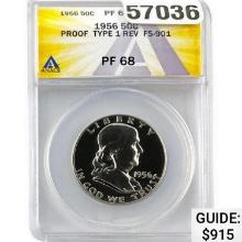 1956 50C Franklin Half Dollar ANACS PF68