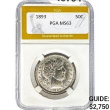 1893 Barber Half Dollar PGA MS63