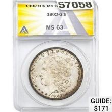 1902-O Morgan Silver Dollar ANACS MS63