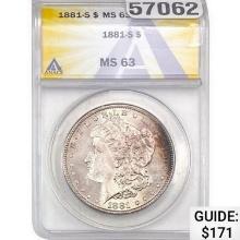 1881-S Morgan Silver Dollar ANACS MS63