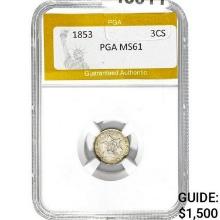 1853 3 Cent Silver PGA MS61