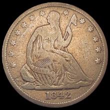 1842 Seated Liberty Half Dollar LIGHTLY CIRCULATED