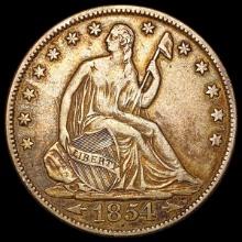 1854-O Arrows Seated Liberty Quarter ABOUT UNCIRCU