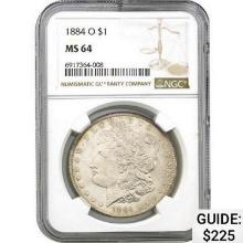 1884-O Morgan Silver Dollar NGC MS64