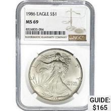 1986 American Silver Eagle NGC MS69