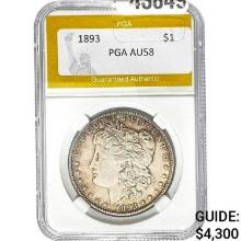 1893 Morgan Silver Dollar PGA AU58