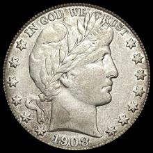 CLOSELY UNCIRCULATED 1908-S Silver Barber Half Dollar