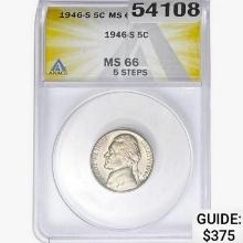 1946-S Jefferson Nickel ANACS MS66 5 Steps
