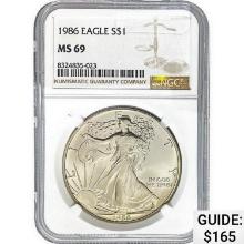 1986 American Silver Eagle NGC MS69