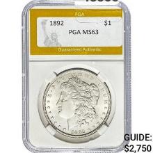 1892 Morgan Silver Dollar PGA MS63