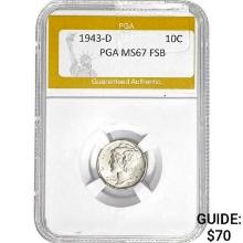 1943-D Mercury Dime PGA MS67 FSB