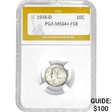 1938-D Mercury Dime PGA MS64+ FSB