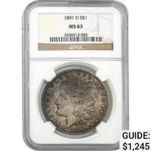 1891-O Morgan Silver Dollar NGC MS63