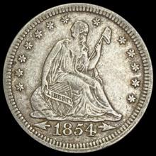 1854 Arrows Seated Liberty Quarter NEARLY UNCIRCU