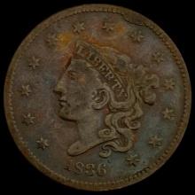 1836 Coronet Head Large Cent LIGHTLY CIRCULATED L