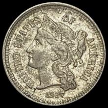 1867 Three-Cent Nickel CLOSELY UNCIRCULATED CLOSE