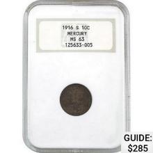 1916-S Mercury Dime GSA MS63