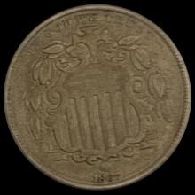 1867 Shield Nickel CLOSELY UNCIRCULATED CLOSELY U