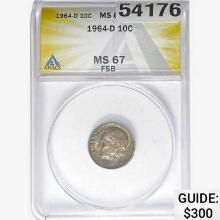 1964-D Roosevelt Dime ANACS MS67 FSB