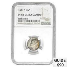 1991-S Roosevelt Dime NGC PF68 UC