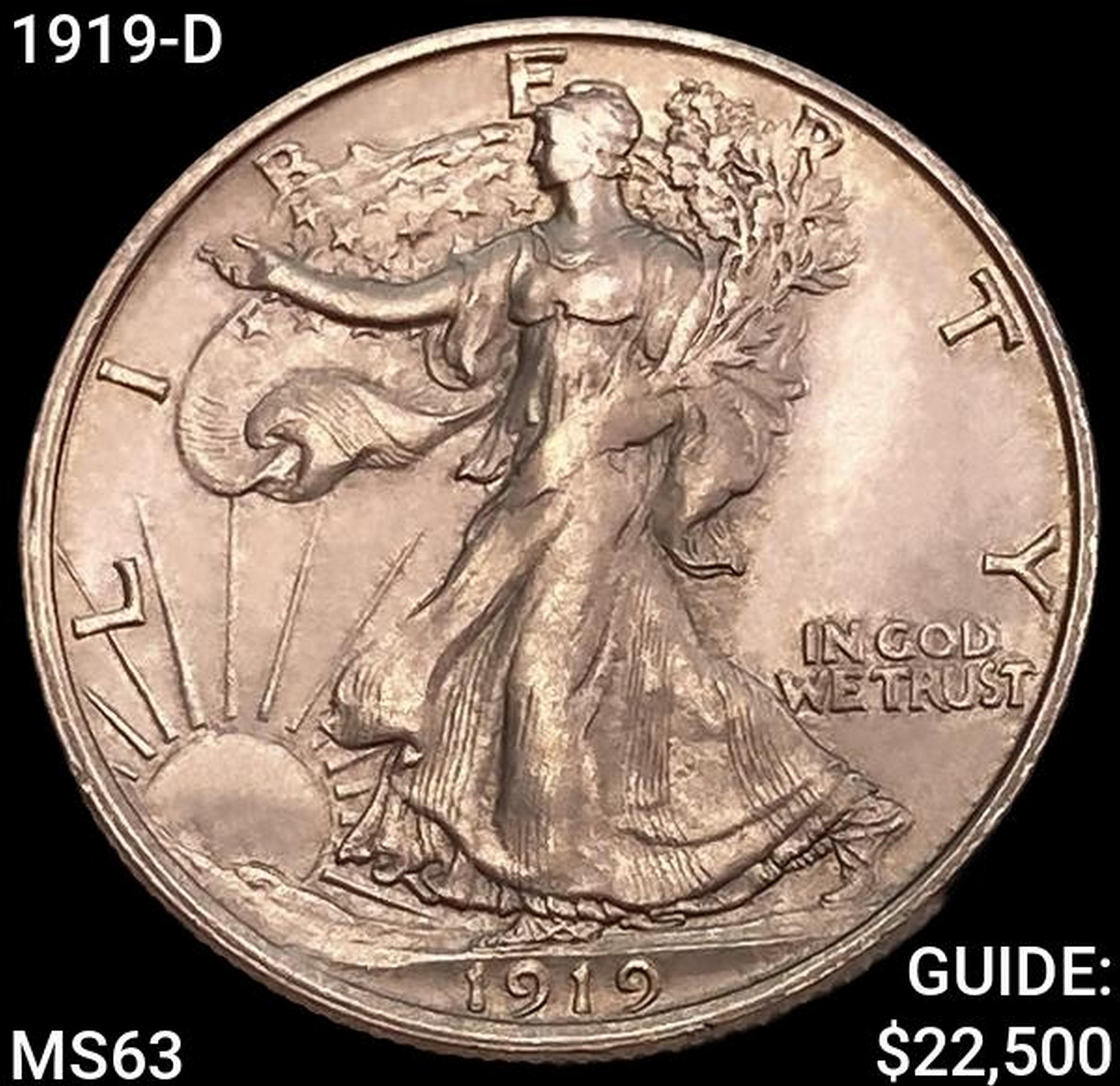 1919-D Walking Liberty Half Dollar CHOICE BU