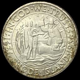 1936-S Silver Rhode Island Tercentenary Half Dollar GEM BU