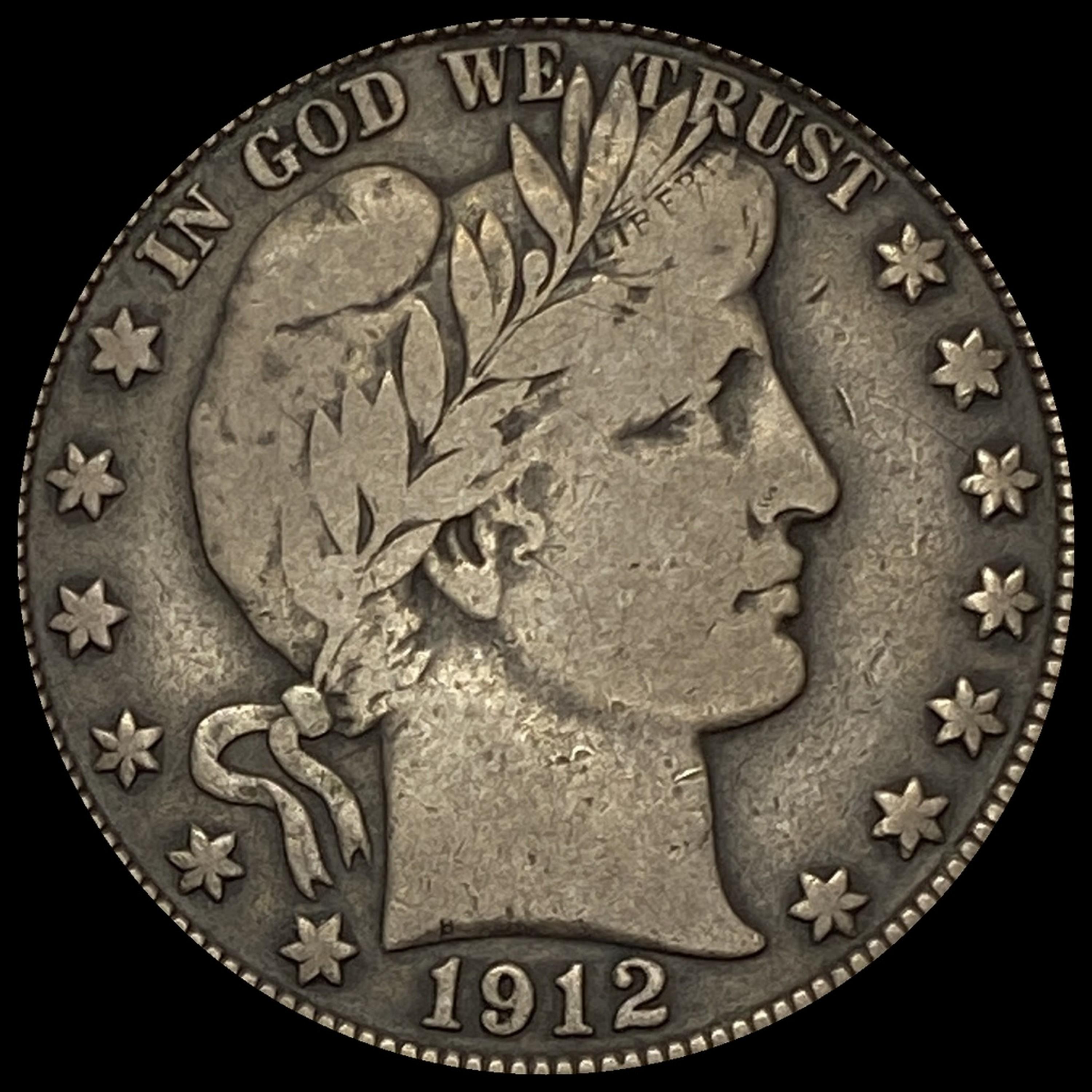 1912-S Silver Barber Half Dollar NICELY CIRCULATED