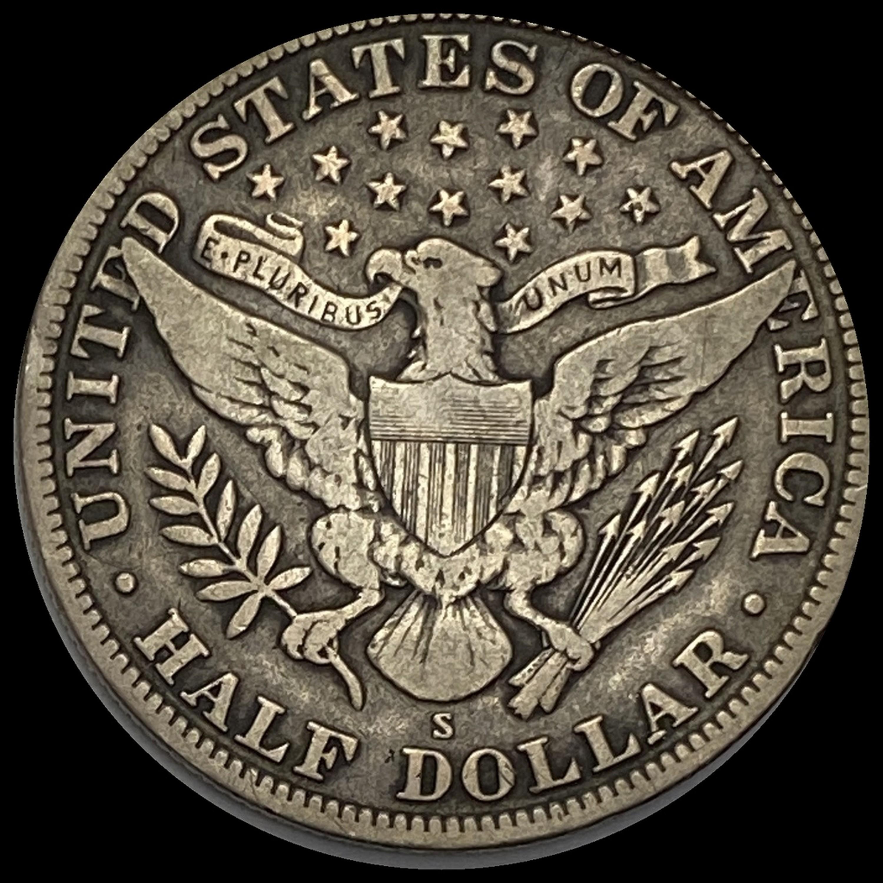 1912-S Silver Barber Half Dollar NICELY CIRCULATED
