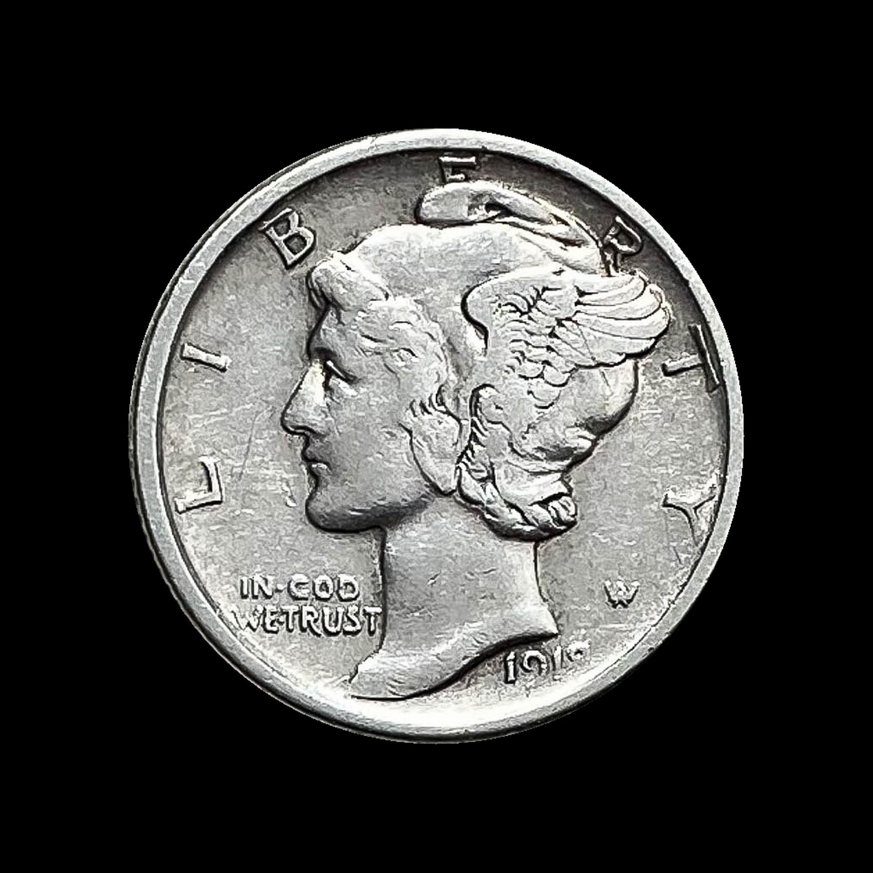 1919-D Silver Mercury Dime CLOSELY UNC