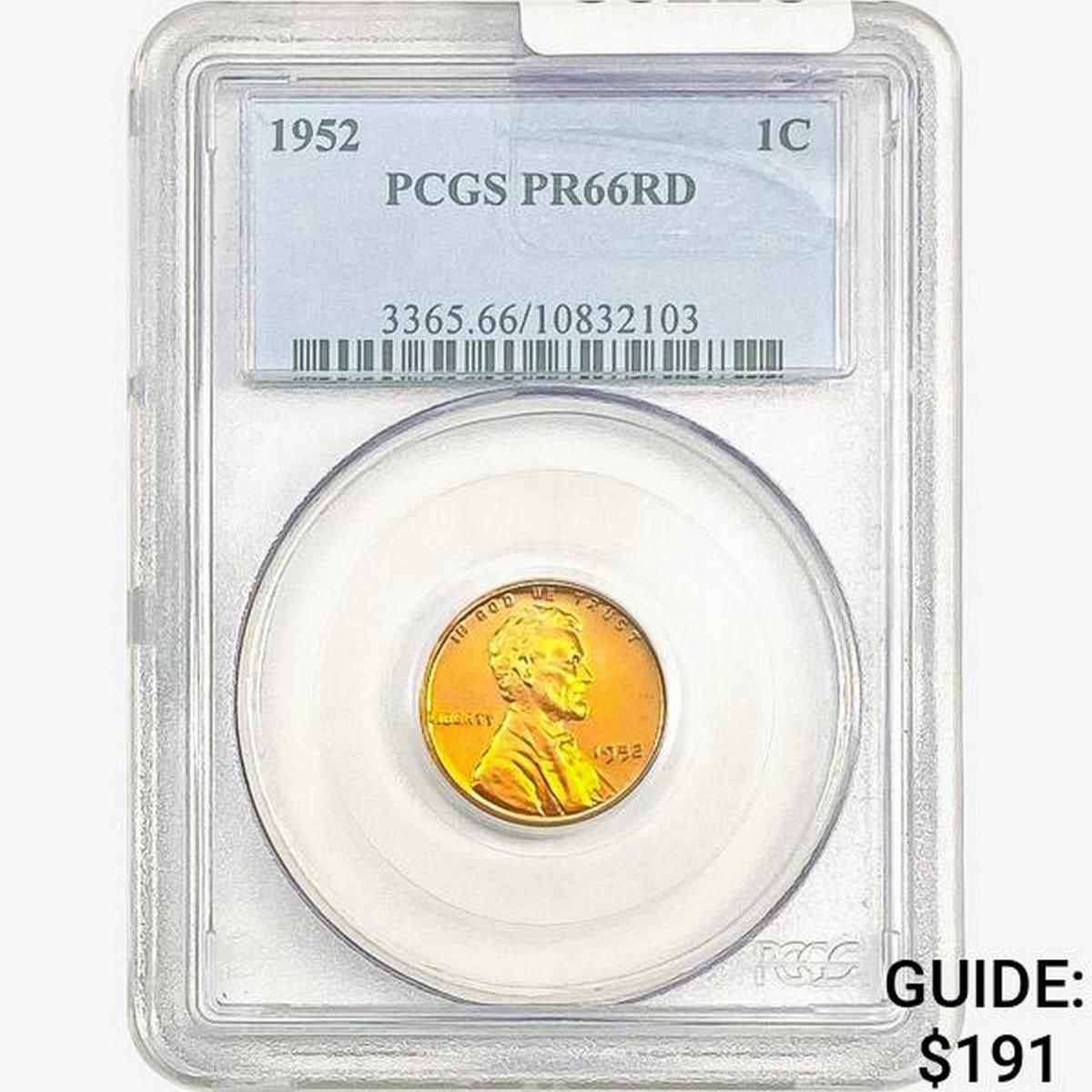 1952 Wheat Cent PCGS PR66 RD