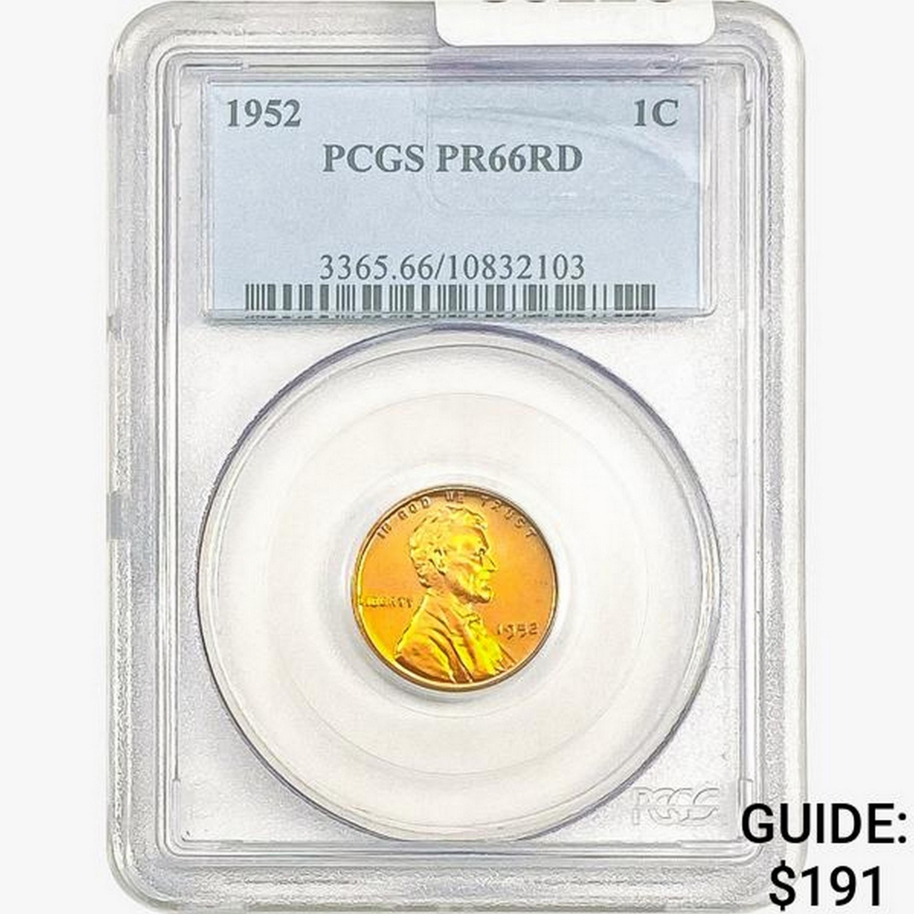 1952 Wheat Cent PCGS PR66 RD