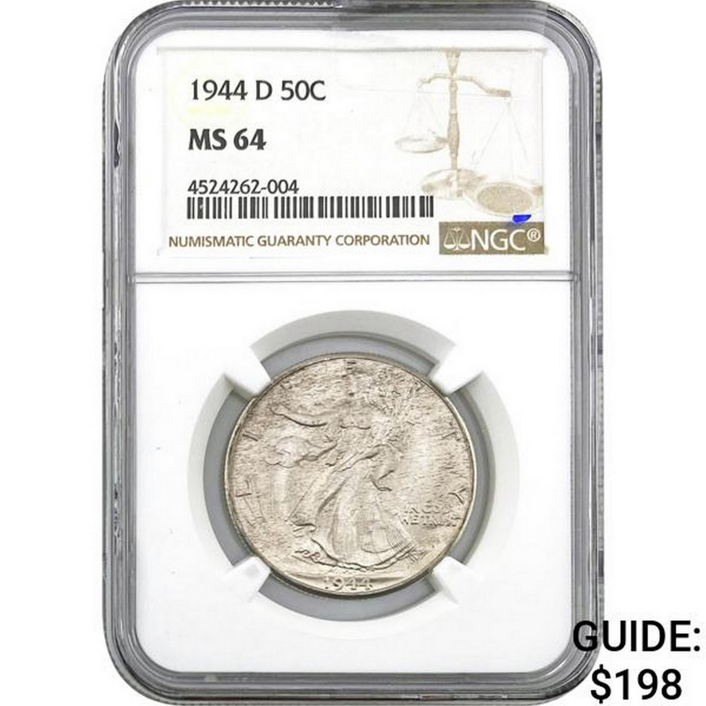 1944-D Walking Liberty Half Dollar NGC MS64